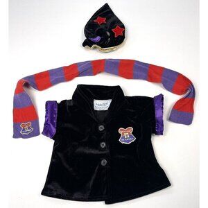 BUILD-A-BEAR WORKSHOP BABW 3pc Wizard Academy Velvet OUTFIT Robe Scarf Hat EUC